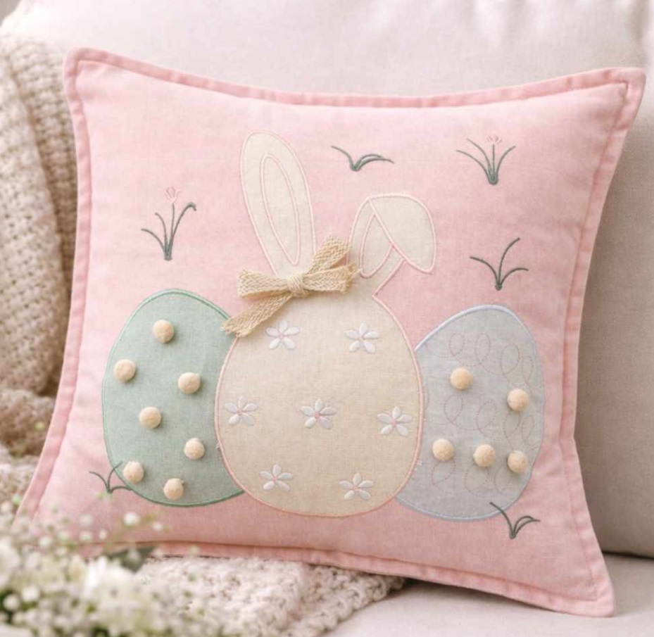 Cuscino arredo in cotone con ovetti - Linea Pom Pom - 2 varianti - 45x45 cm - Clodette